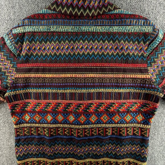 VTG Chicos Design Women Jacket Size 2 Boho Art Bohemian Colorful 90s Lightweight - Picture 13 of 14